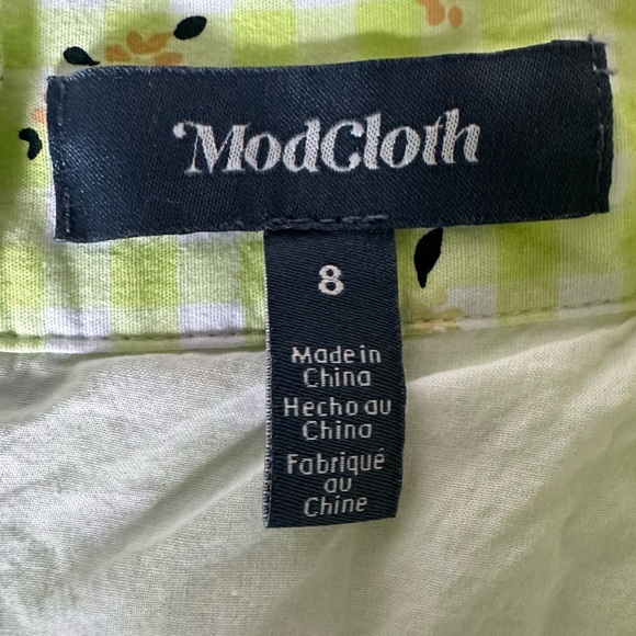 MODCLOTH IMAGINE THE IMPOSSIBLE GREEN GINGHAM SKIRT SIZE 8 - Picture 9 of 13